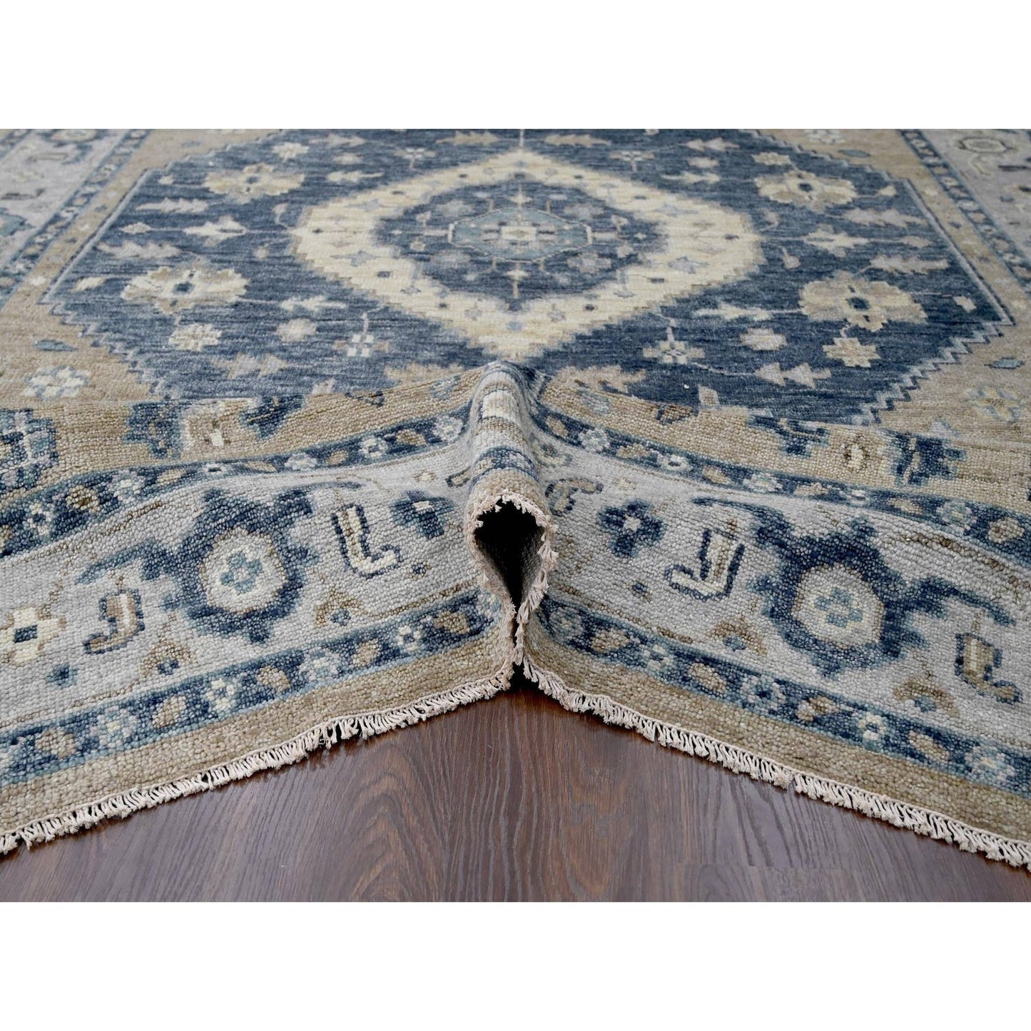 9'3"X12'3" Toasty Gray Bookshaish Design Hand Knotted Wool Oriental Rug