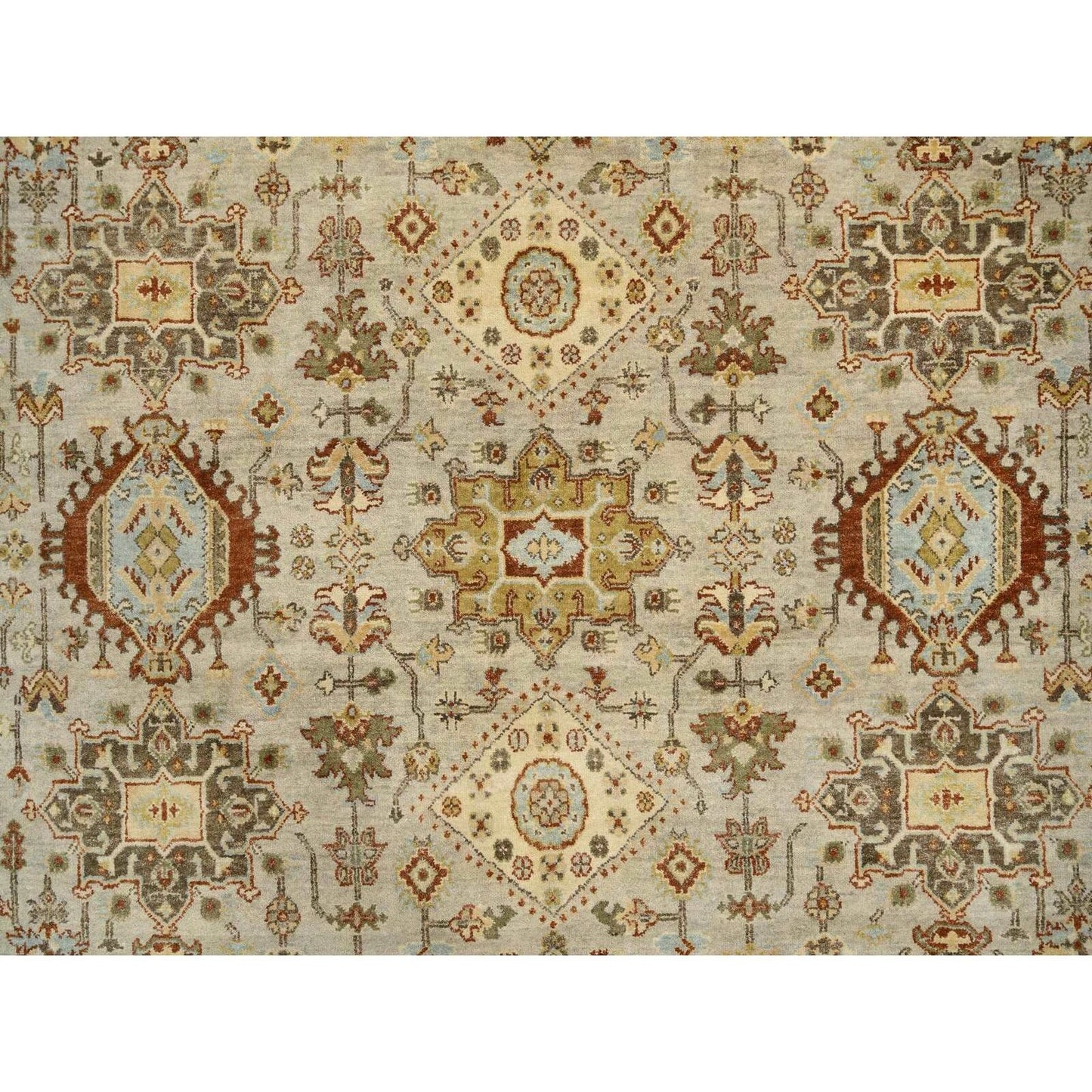 10'X10' Light Gray Karjihooz Design Pure Wool Hand Knotted Round Rug