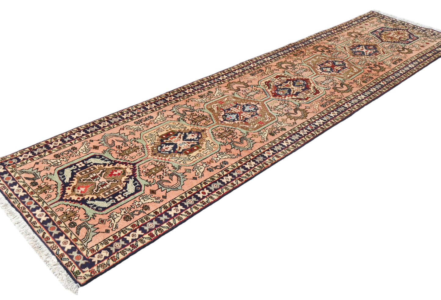 Handmade Pale Pink Oriental Runner Rug Tribal