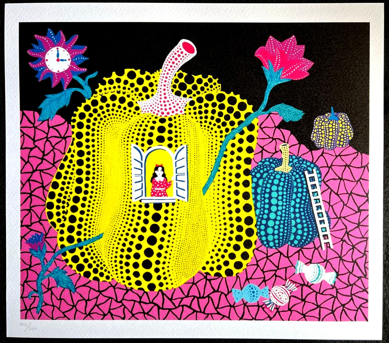 Yayoi Kusama Lithograph Mori Art Museum Coa