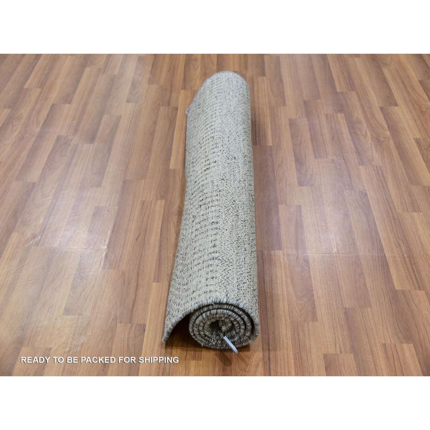 3'X5'2" Amherst Gray Hand Knotted Grass Design Pure Undyed Wool Rug