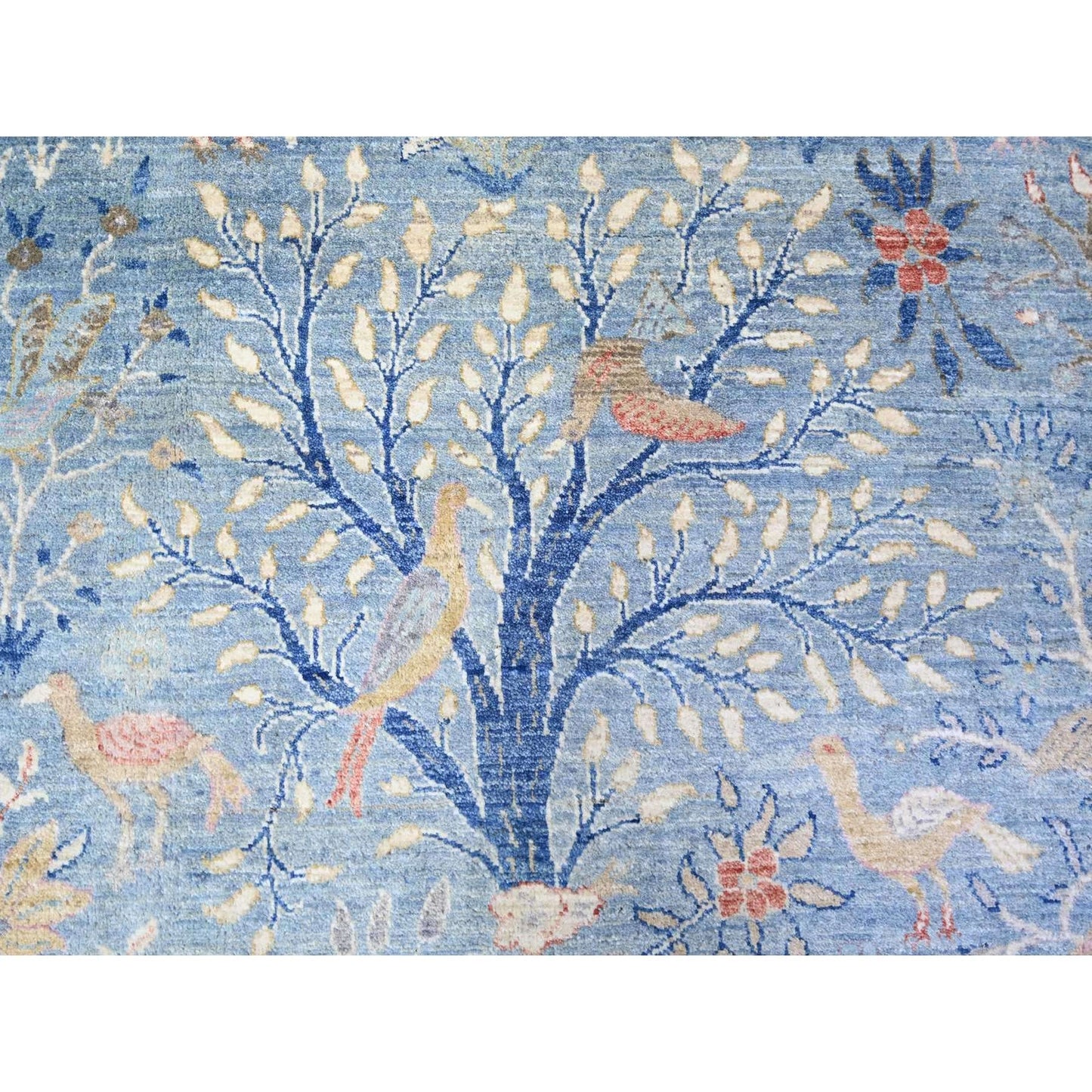 12'X12' Glaucous Blue Hand Knotted Afghan Peshawar Wool Round Rug