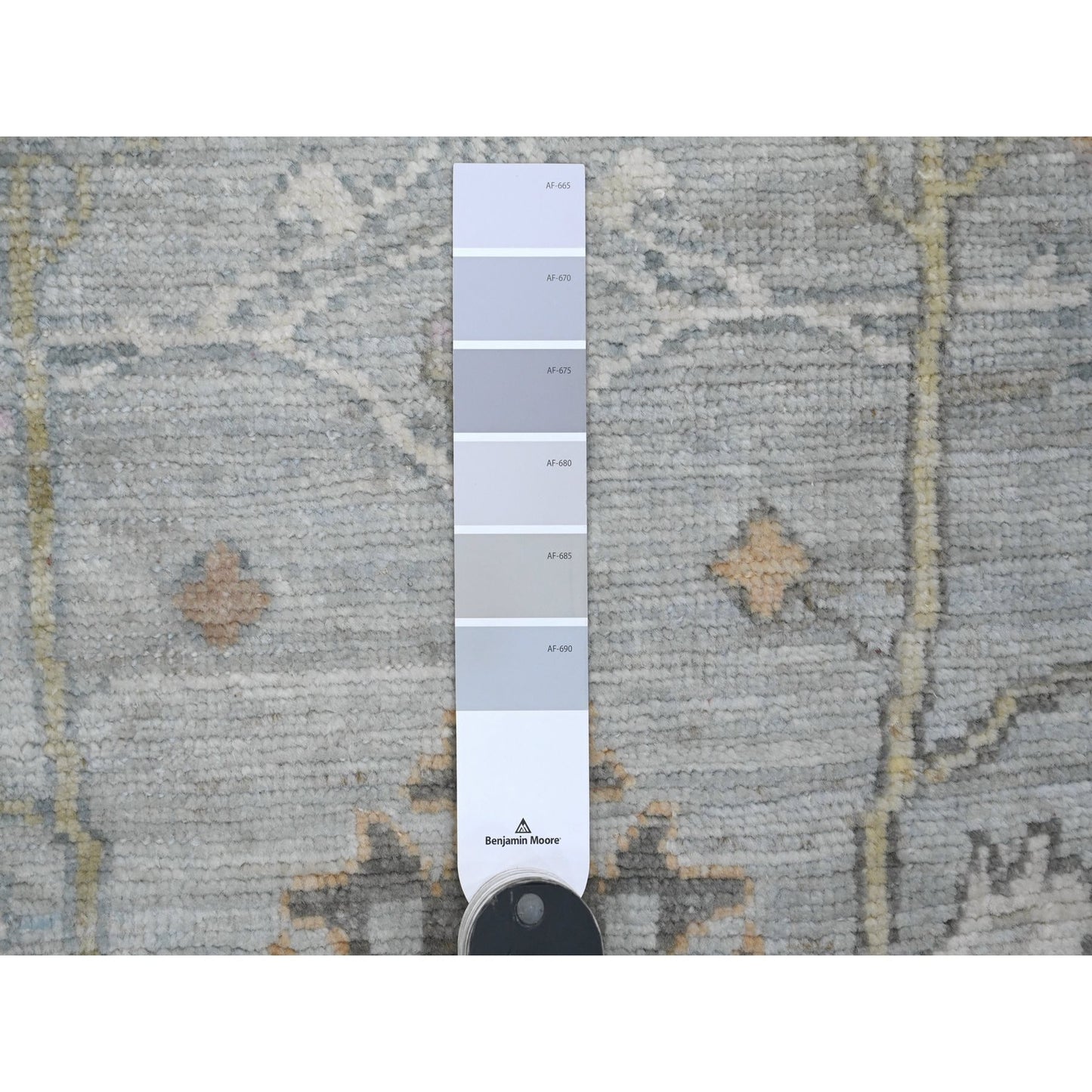 3'1"X6' Coin Gray Afghan Angora Oushak Leaf Design Hand Knotted Wool Rug