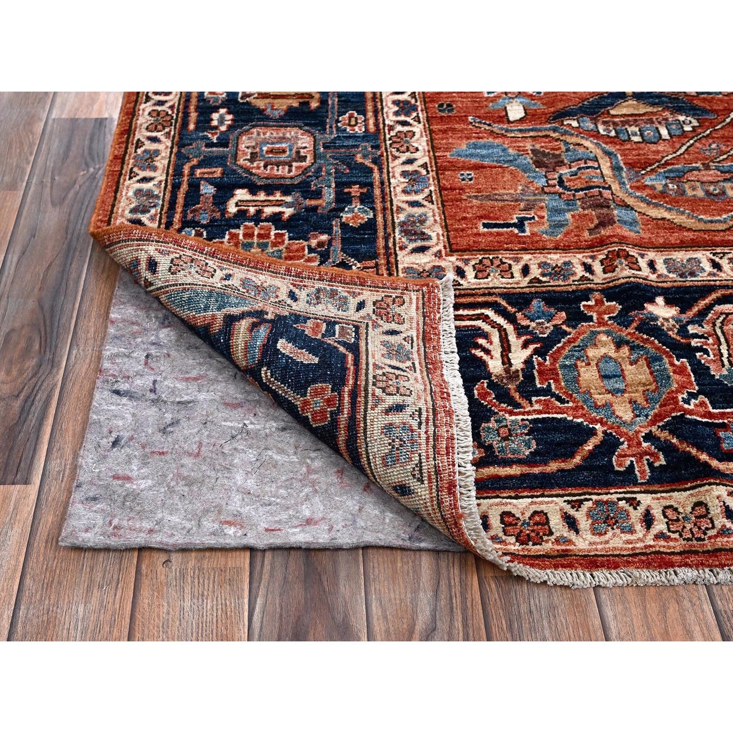 8'1"X10' Rust Red Antique Heris Design Hand Knotted High Mountain Wool Rug