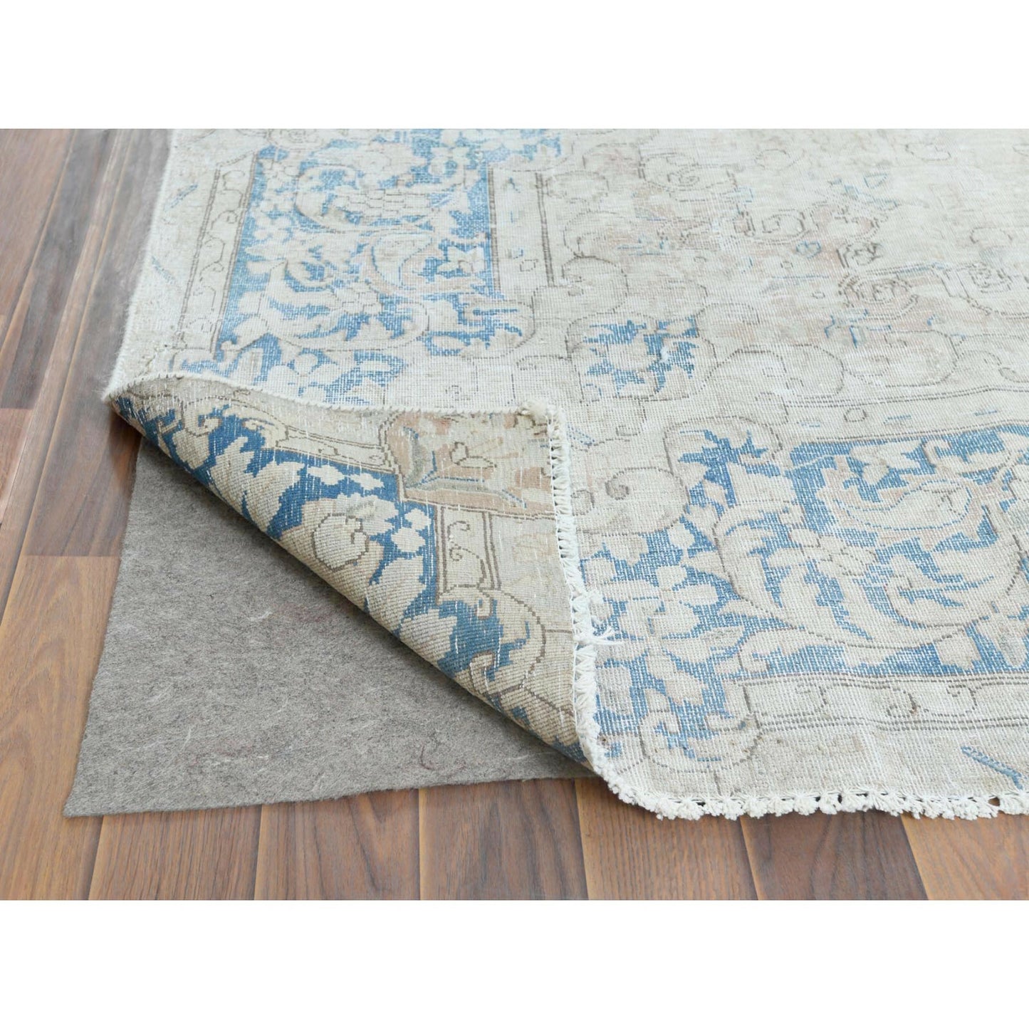 9'8"X12'9" Red Vintage Farsian Karman Worn Wool Hand Knotted Rug