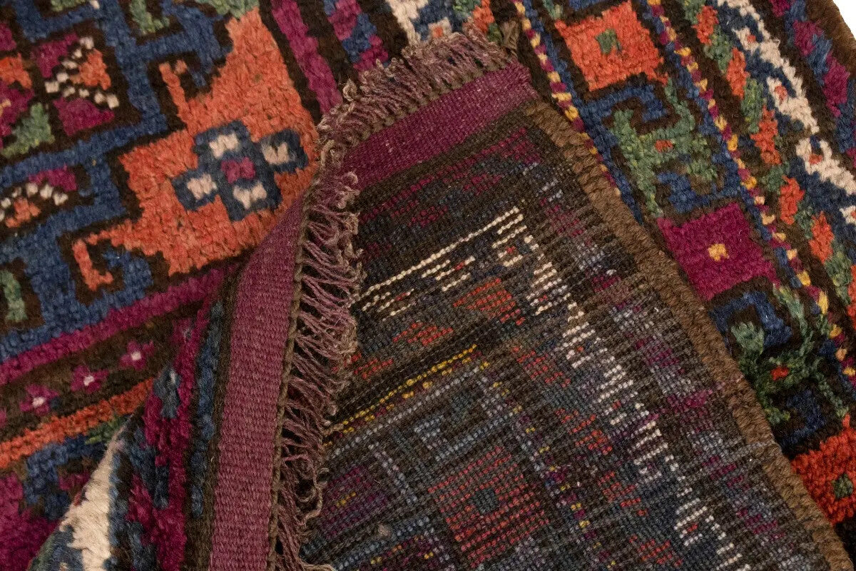 Vintage Violet Brown Oriental Rug Tribal Design