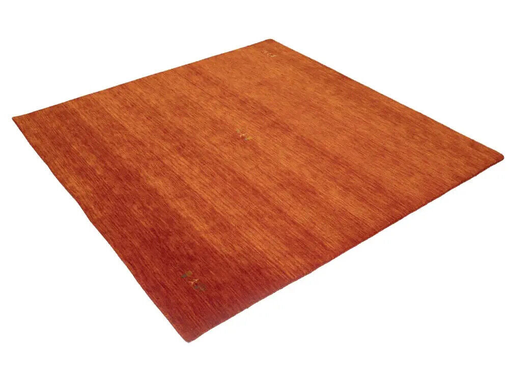 Orange-Red Gabbeh Modern Square Rug Wool Tribal