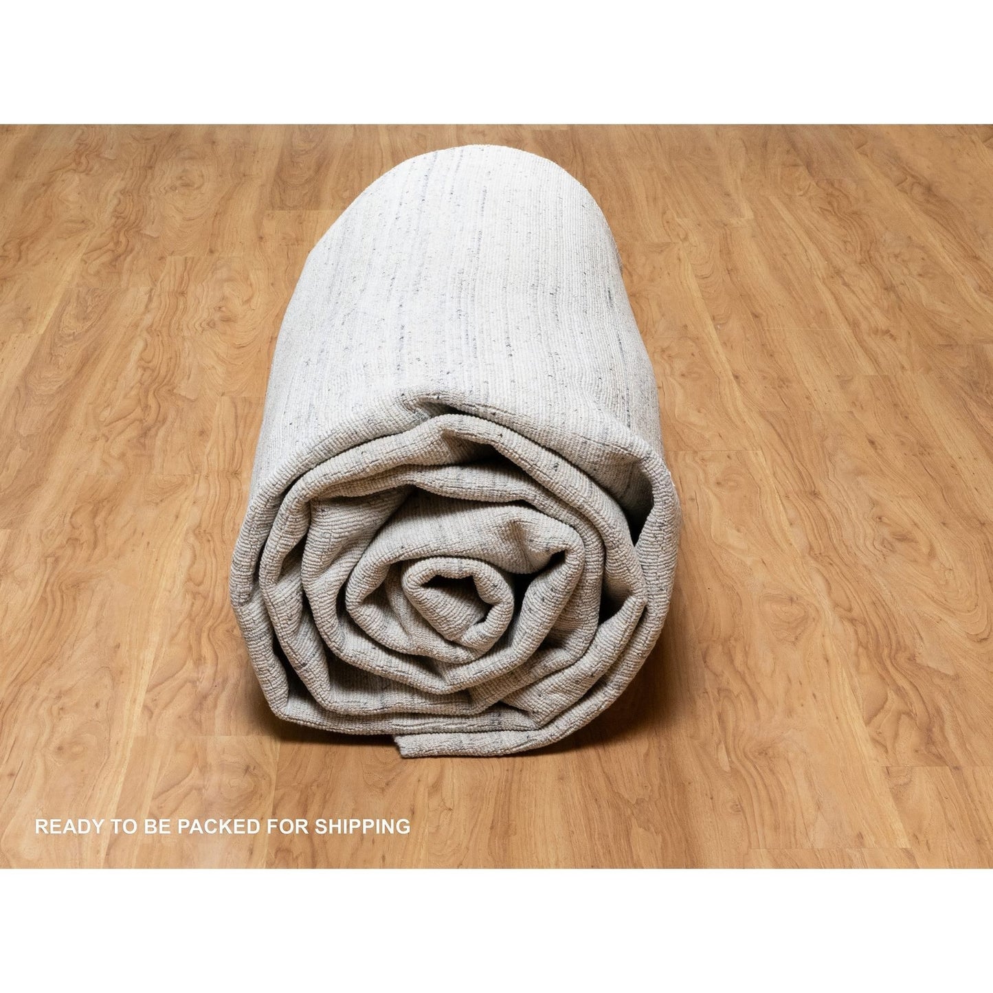 12'2"X17'10" Gray Modern Striae Design Wool Hand Loomed Oversized Rug