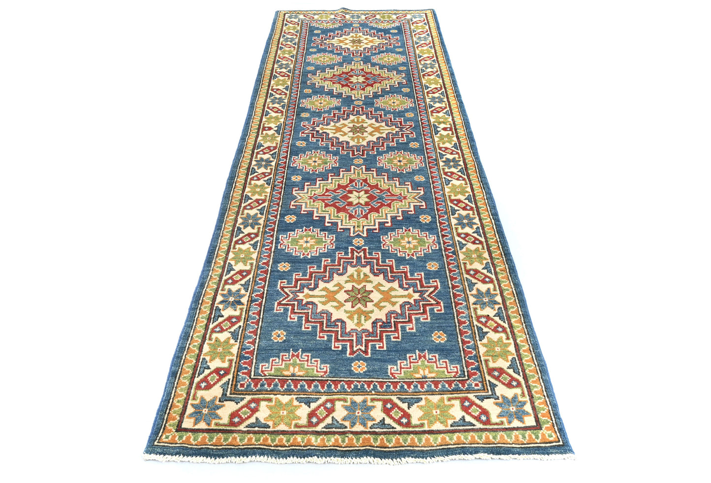 Kazak Oriental Runner Rug Tribal Geometric