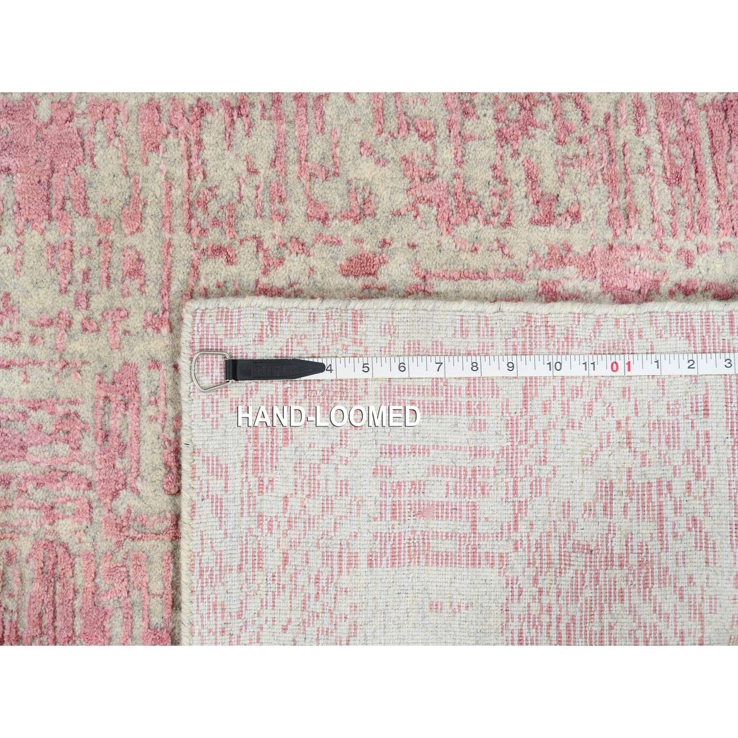 2'6"X10' Rose Pink Wool And Art Silk Jacquard Hand Loomed Runner Rug