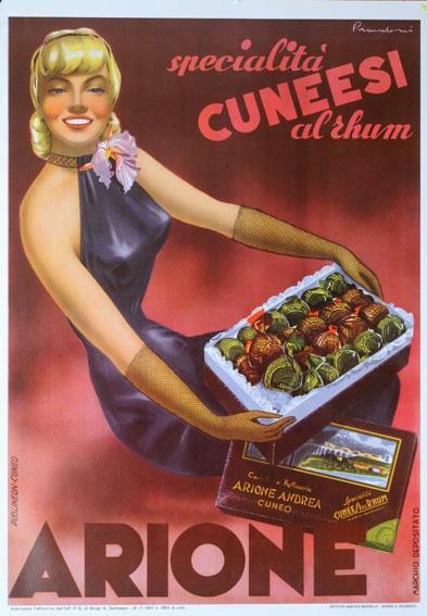 Cuneesi Arione Chocolate Carlo Prandoni 1951 On Linen Original Italian Poster