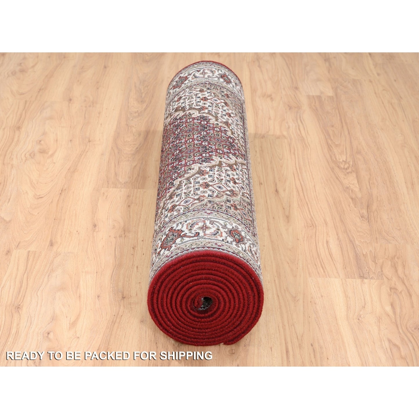 4'1"X16' Red Tebraz Mahi Wool And Silk Hand Knotted Wide Xl Runner Rug
