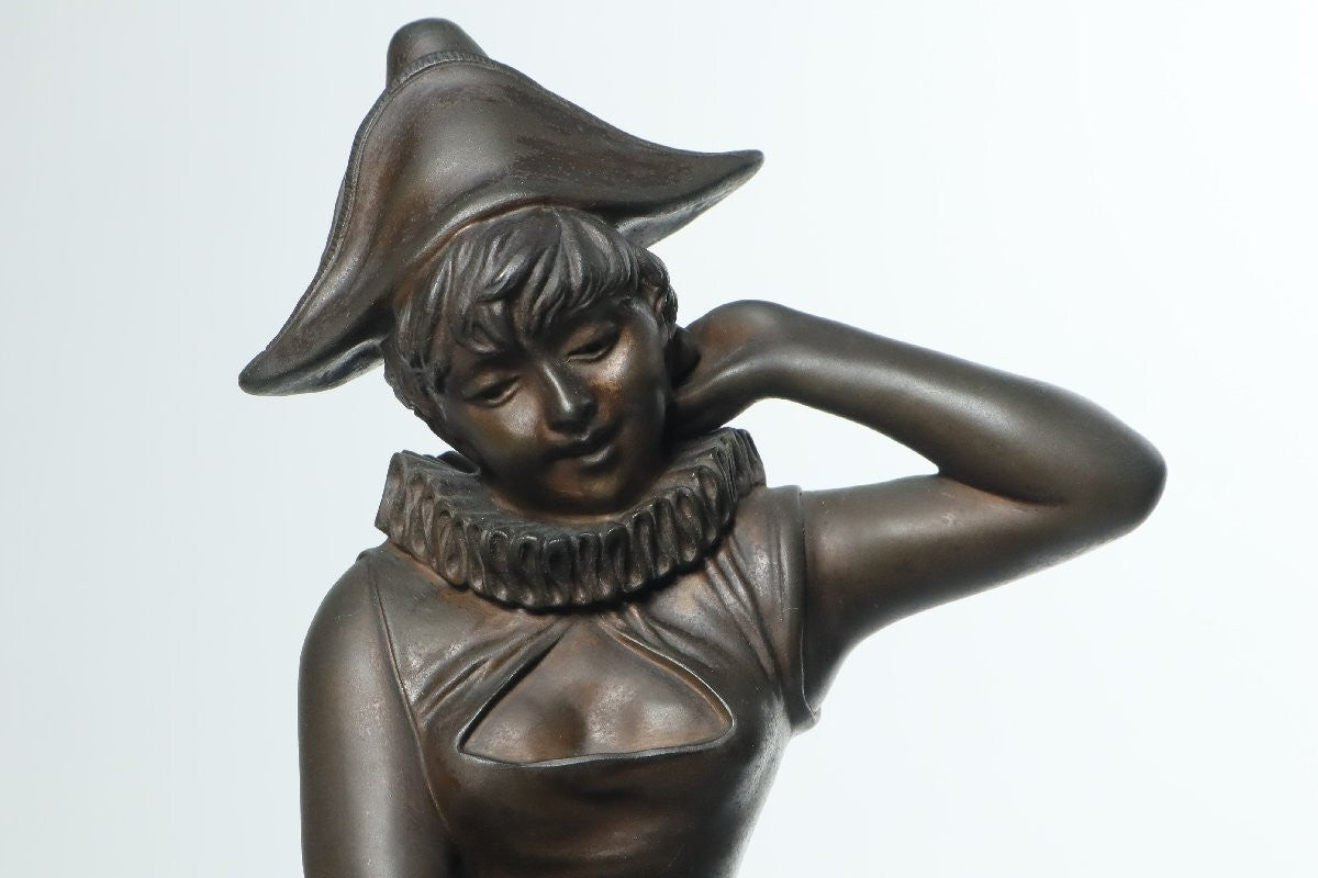 Maillard "Colombina" French Bronze Sculpture Dancer With Roses 40.8Cm Signed Box