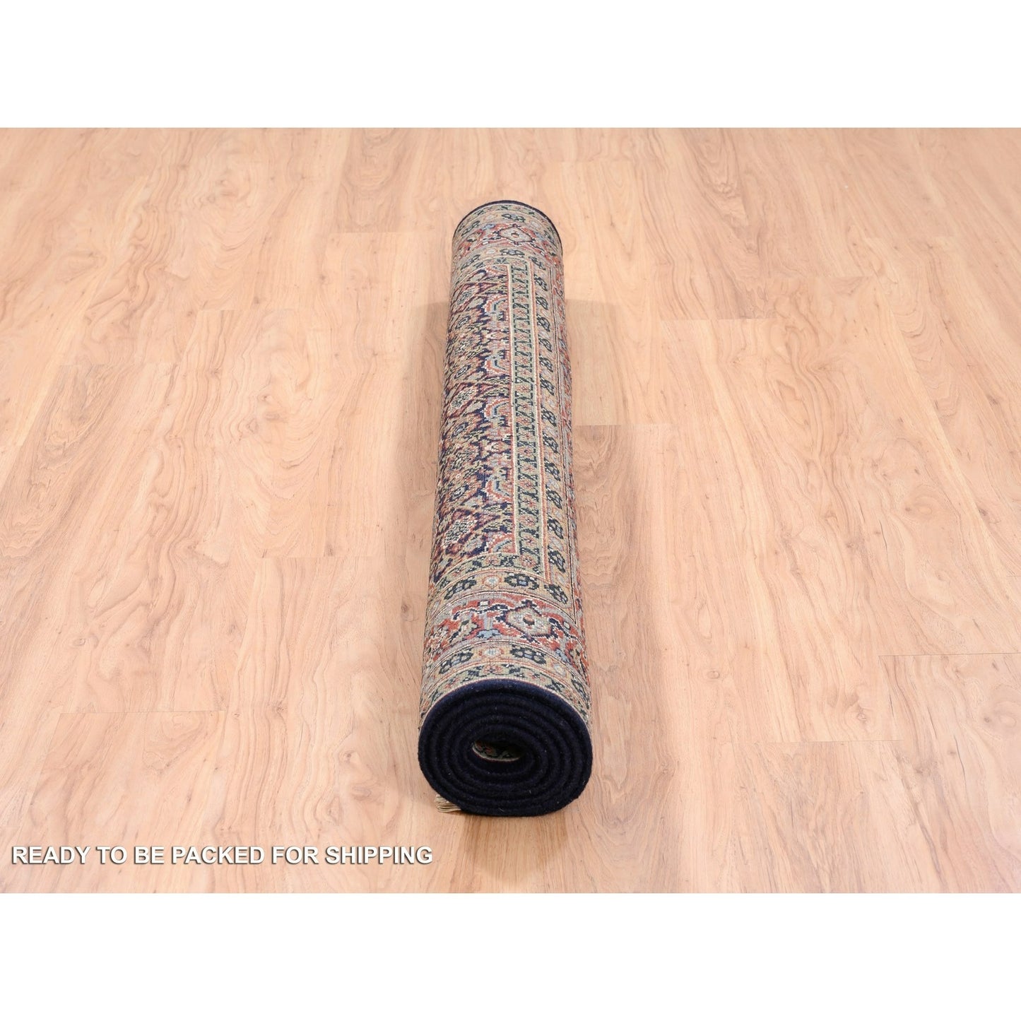 5'1"X7'1" Midnight Blue All Over Herrita Design Hand Knotted Wool Rug