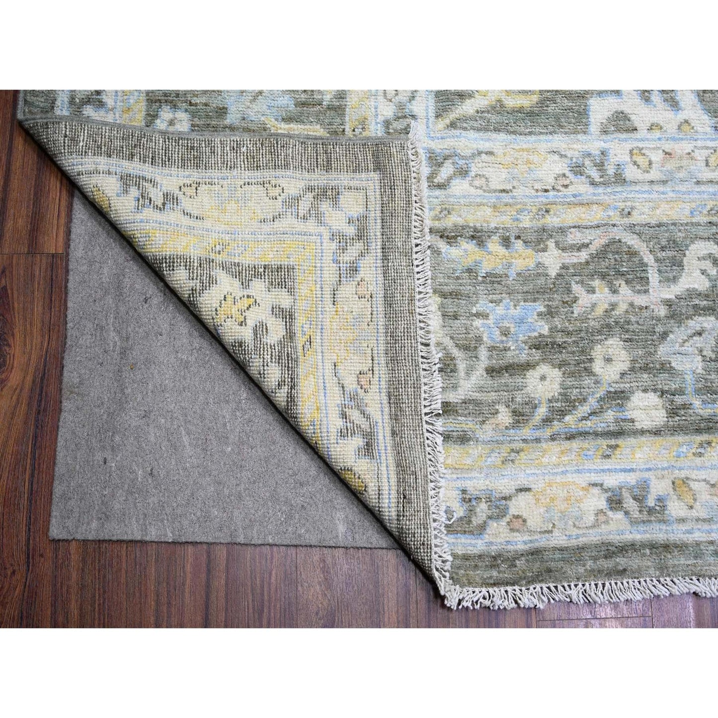 11'9"X17'6" Gray Afghan Angora Oushak Wool Hand Knotted Oriental Rug