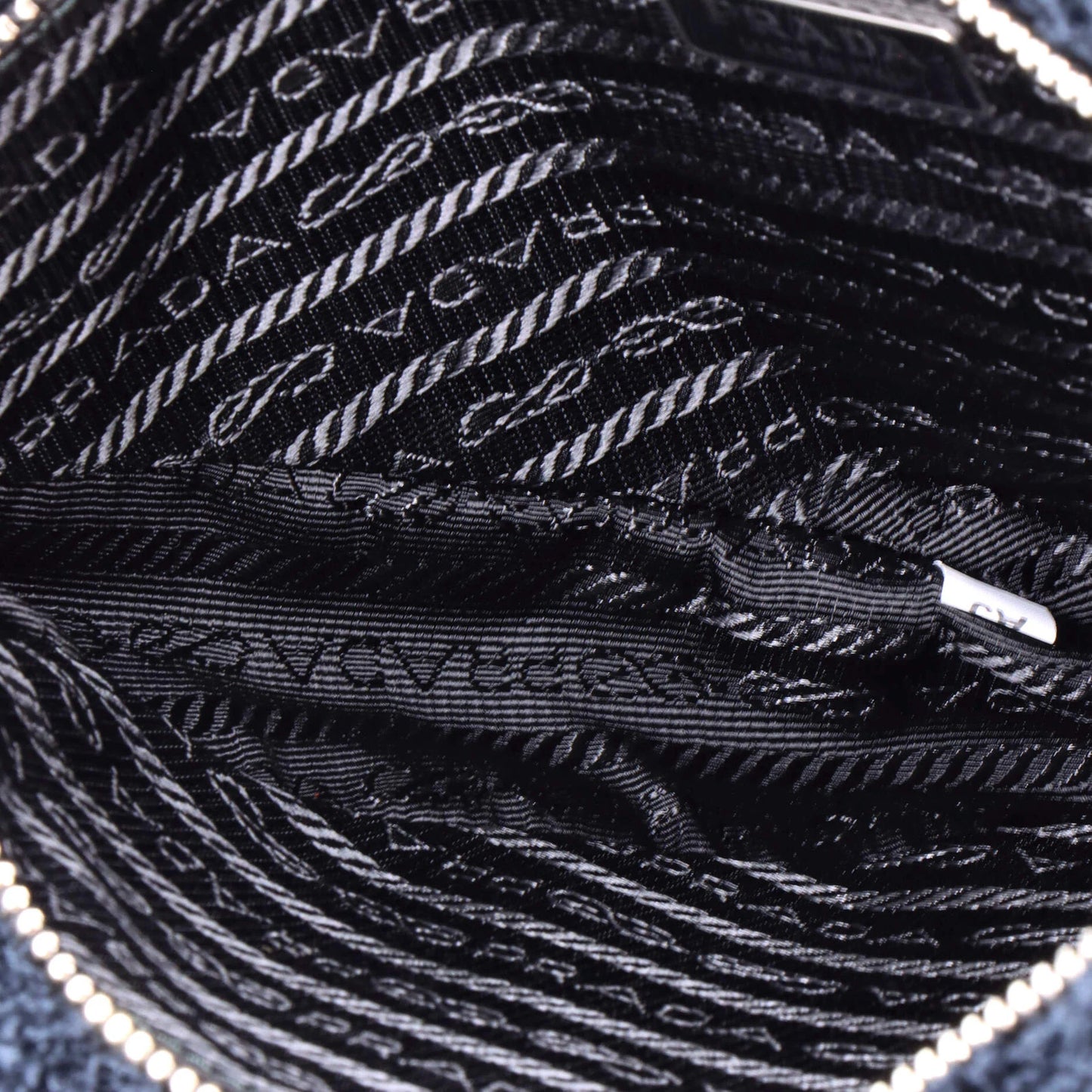 Prada Triangle Top Handle Pouch Bag Terry Cloth Mini