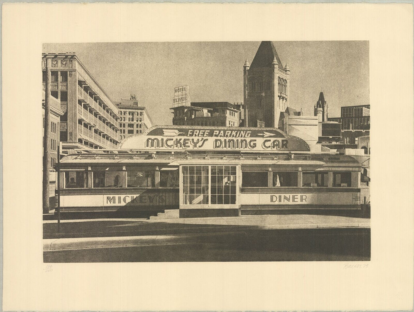John Baeder Mickey'S Dining Car Signed " Etching Contemporary