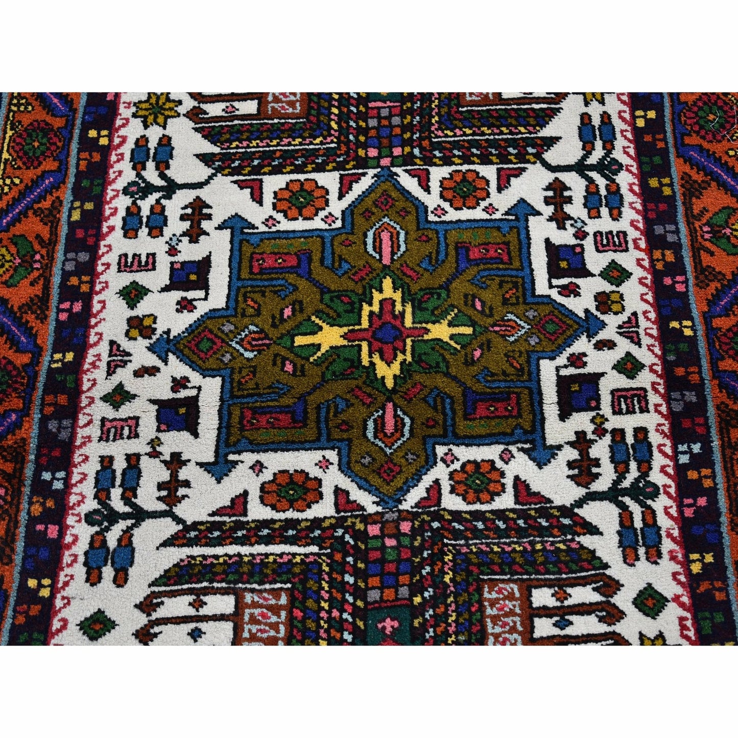 3'3"X12'2" Vintage Farsian Karajeh Pure Wool Hand Knotted Runner Rug