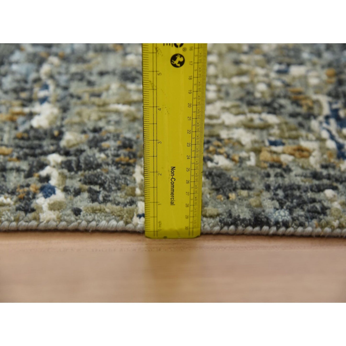 2'6"X20' Gray Soft Wool Hand Knotted Abstract Design Xl Runner Rug