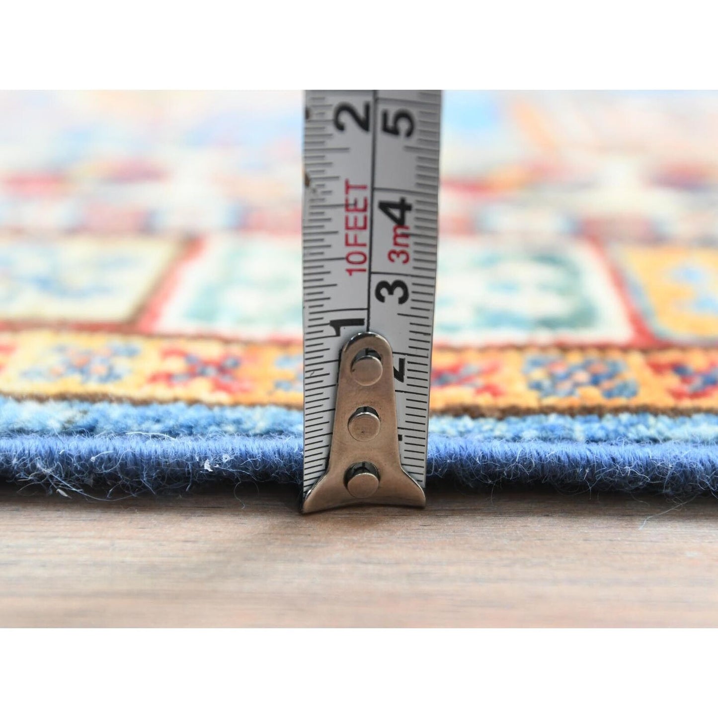 3'X24'5" Blue Pure Wool Hand Knotted Afghan Super Kazak Xl Runner Rug