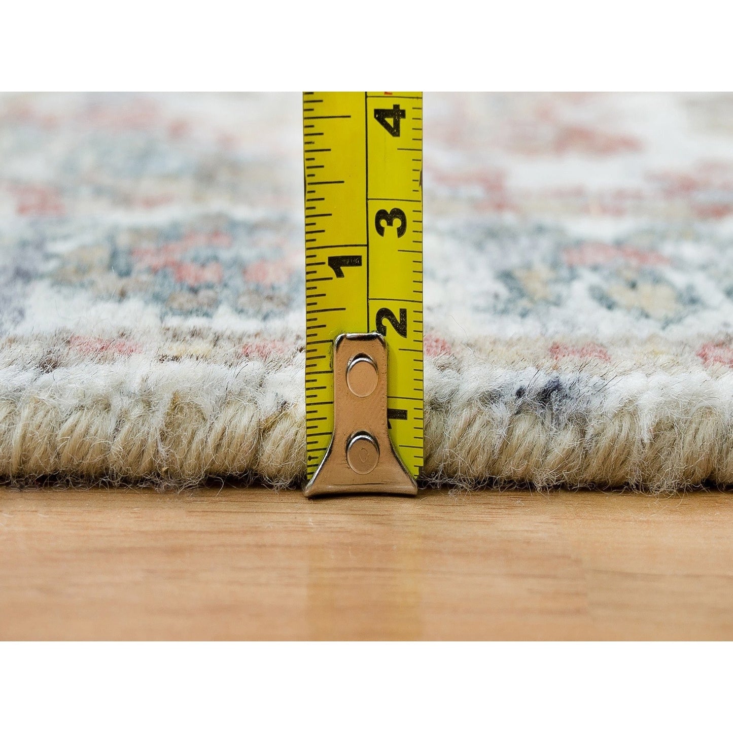 2'6"X9'9" Anti-Flash White Unique Flower Border Runner Oriental Rug