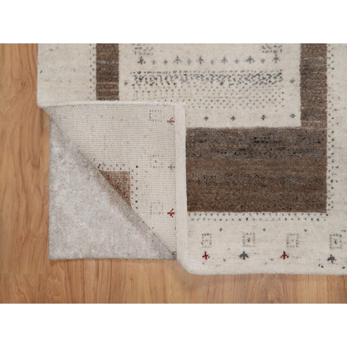 2'7"X6' Ivory Modern Design Soft Wool Hand Knotted Lori Buft Runner Rug