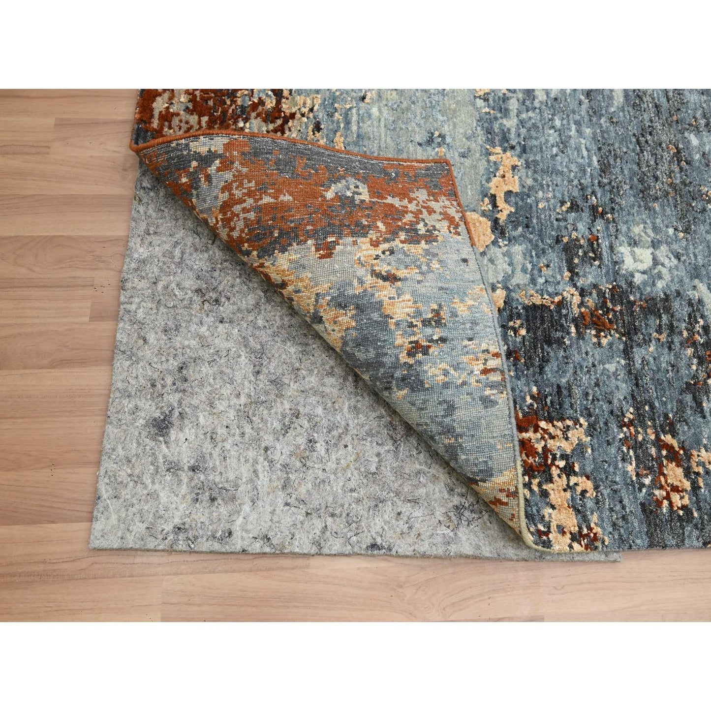 7'10"X10'2" Blue Hand Knotted Abstract Galaxy Design Wool Oriental Rug