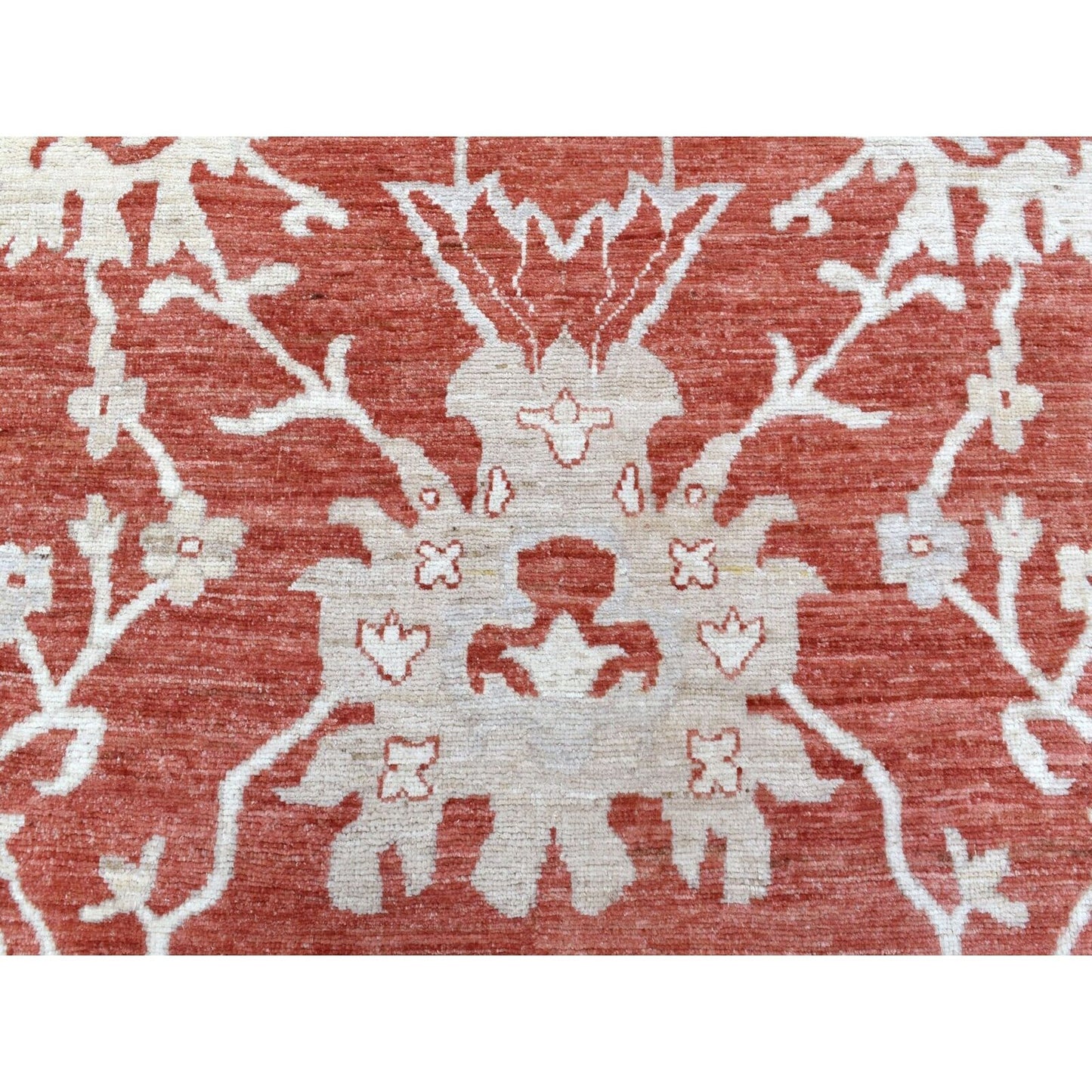 11'9"X14'9" Angora Oushak Hand Knotted Brick Red Soft Wool Oversized Rug