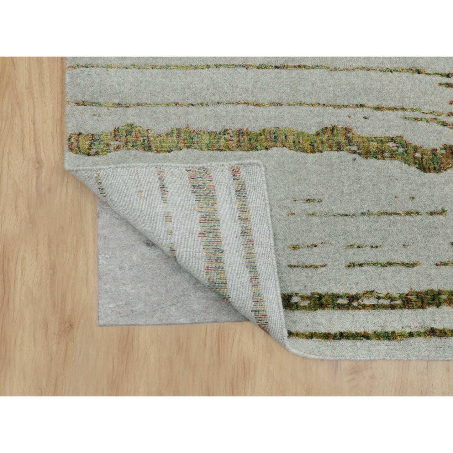 11'9"X14'8" Oversized Green Fine Jacquard Hand Loomed Wool & Art Silk Rug