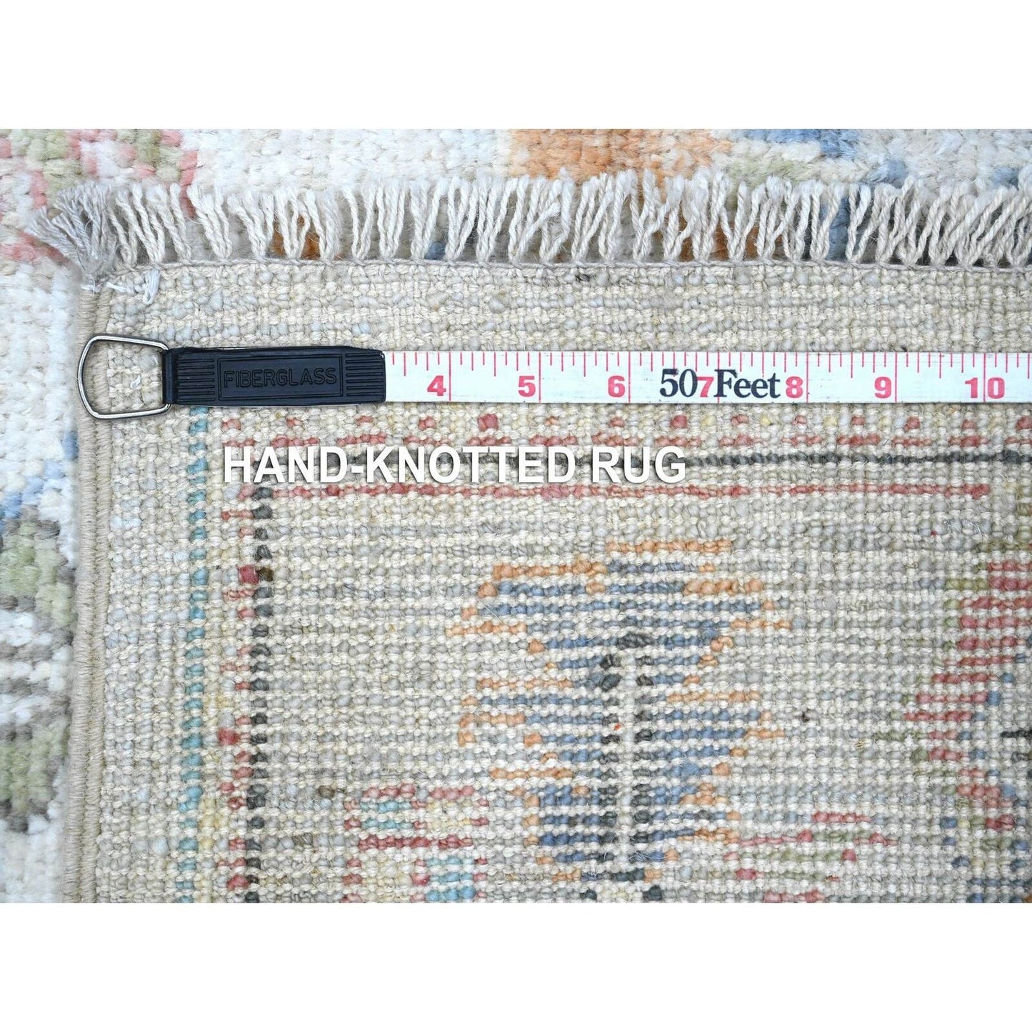 4'X10'8" Beau Blue Afghan Angora Oushak Wide Gallery Runner Oriental Rug