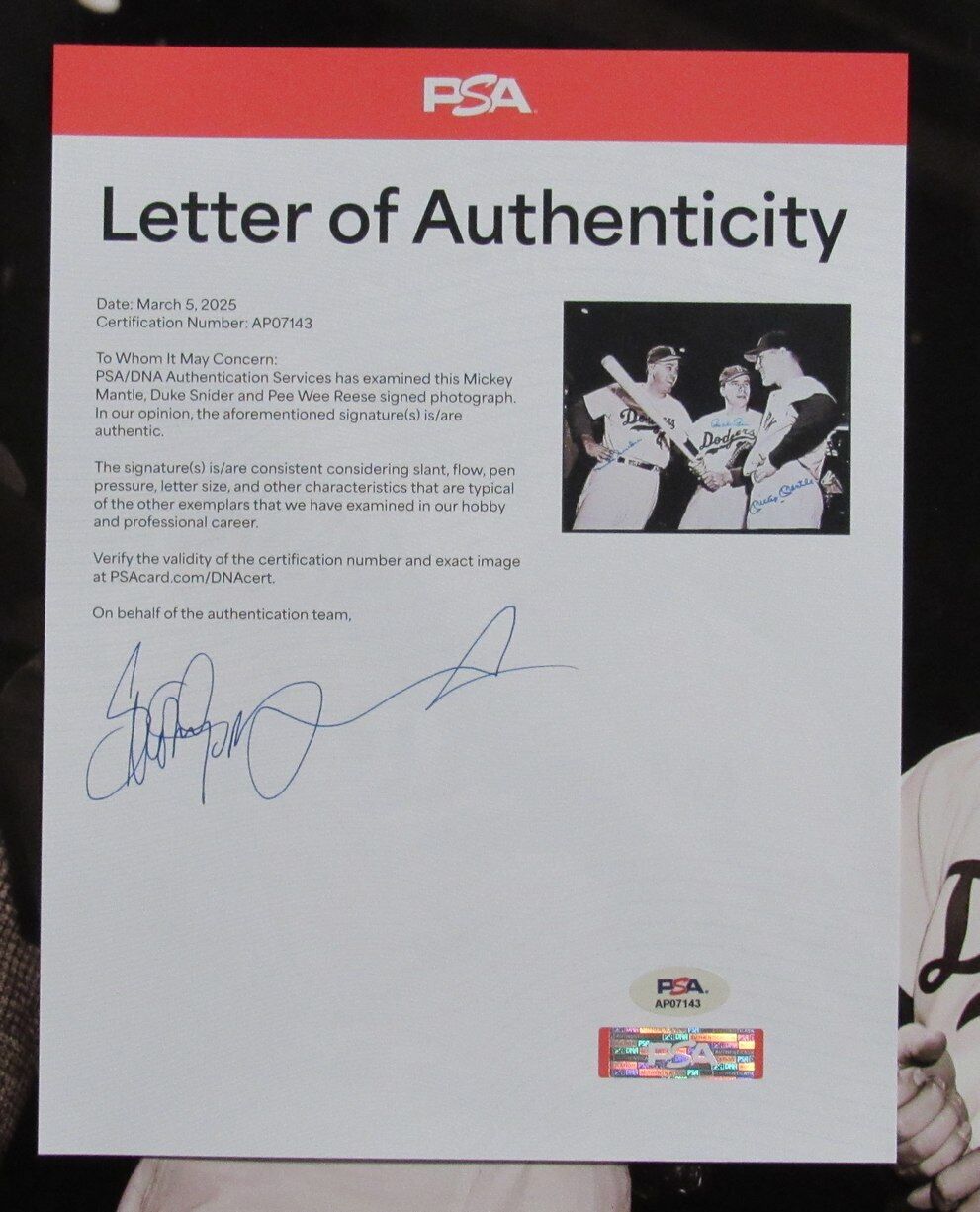 Mickey Mantle/Duke Snider/Pee Wee Reese