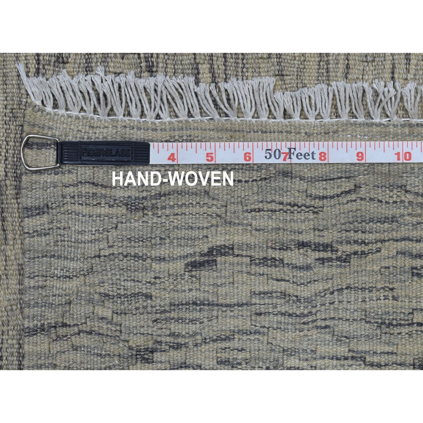 3'1"X14' Gray Shades Flat Weave Kilim Pure Wool Hand Woven Runner Rug
