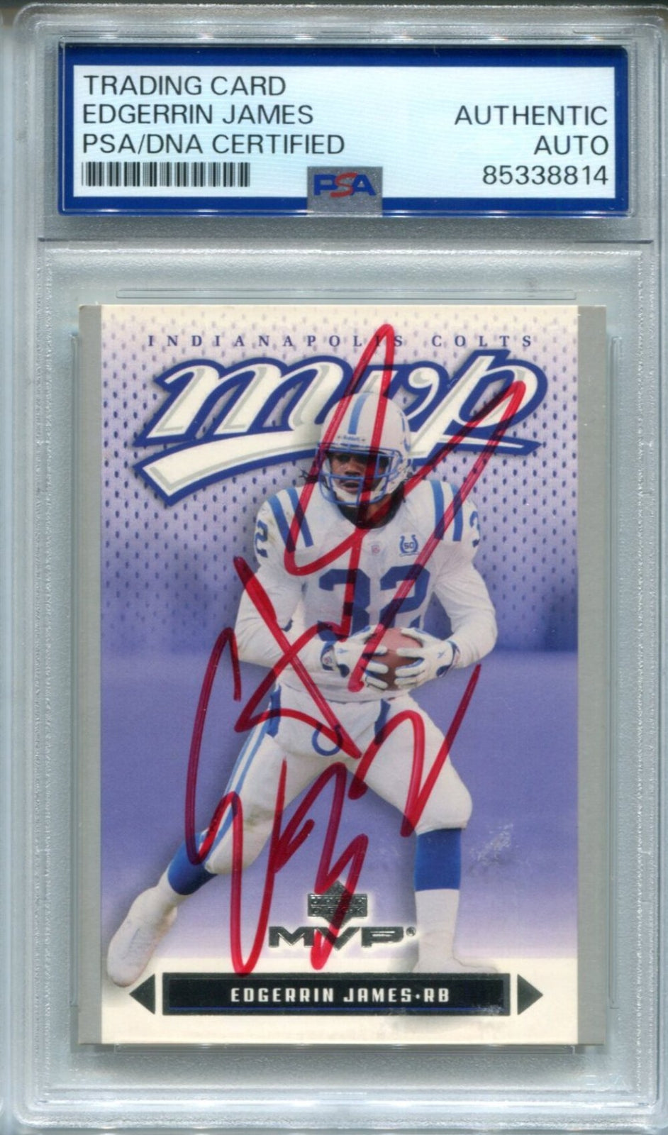Edgerrin James 2003 Upper Deck Mvp #90 Psa Auto
