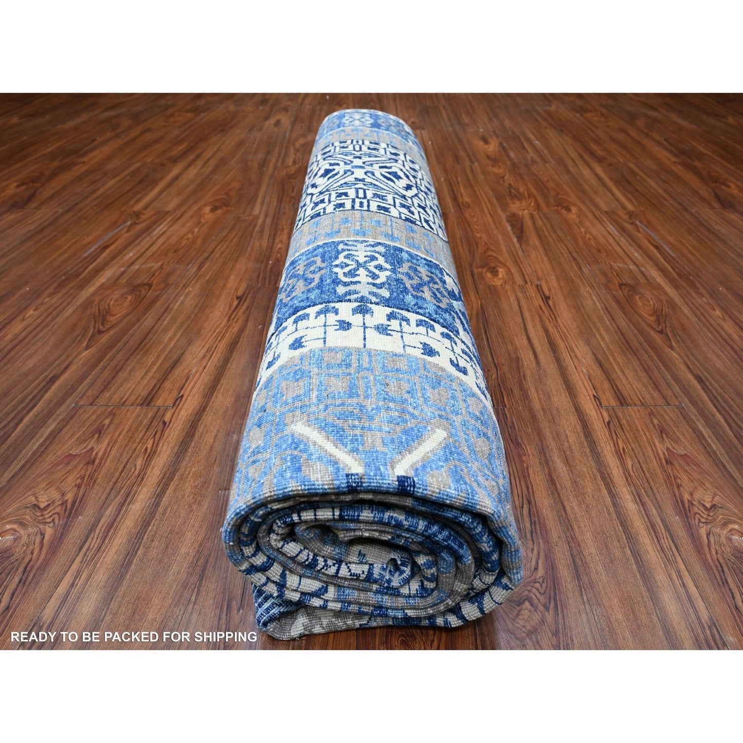 10'X13'8" Blue Fine Aryana Soft Wool Hand Knotted Oriental Rug