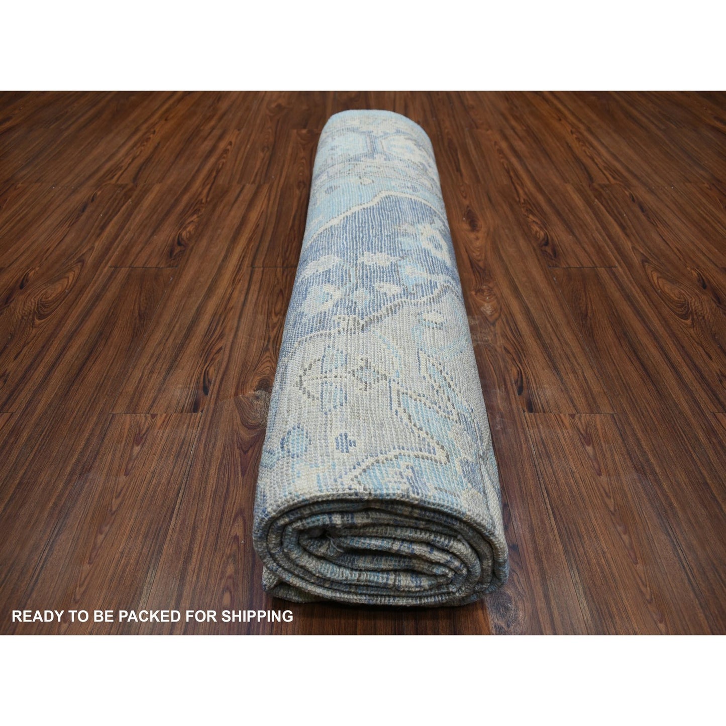 8'X9'6" Blue Hand Knotted Anatolian Village Inspired Wool Rug