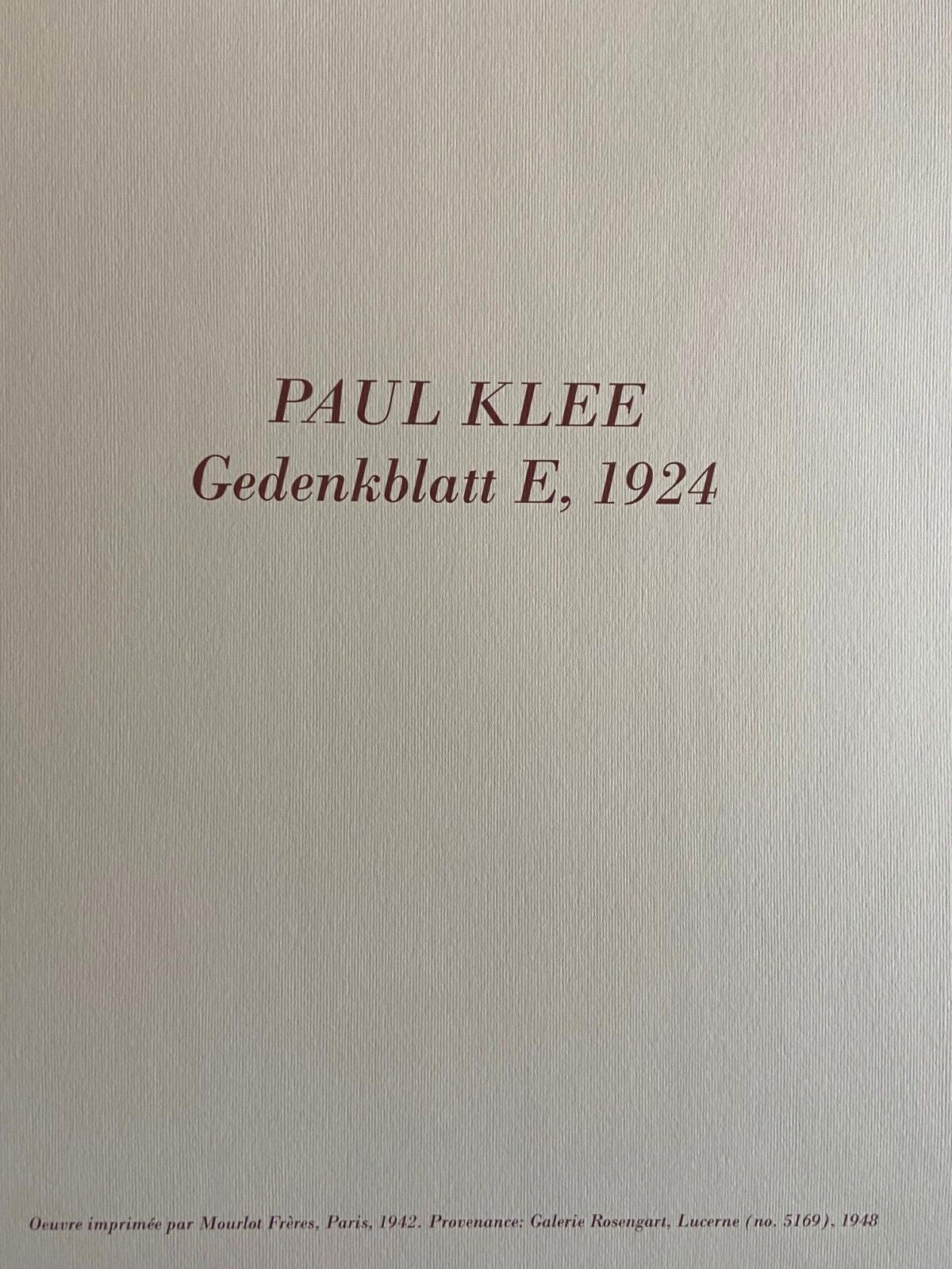 Paul Klee Lithograph Mourlot 1942 Coa Published