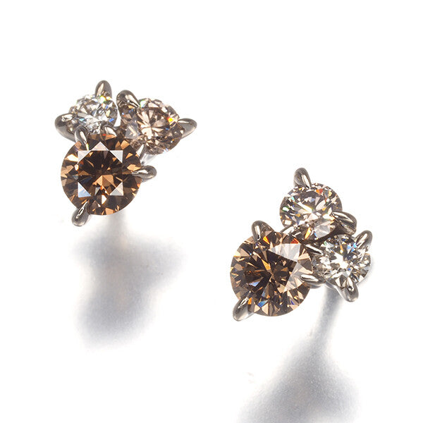 Kashikey Earrings Muku Diamond 0.46Ct 18K 750 Brown Gold