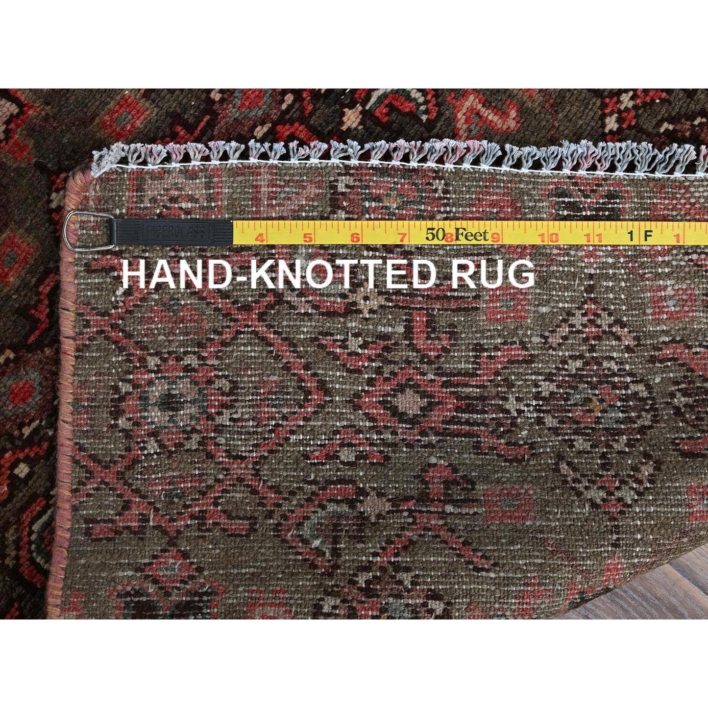 2'X5'8" Brown Vintage Zoroastrian Khamadan Hand Knotted Wool Runner Rug