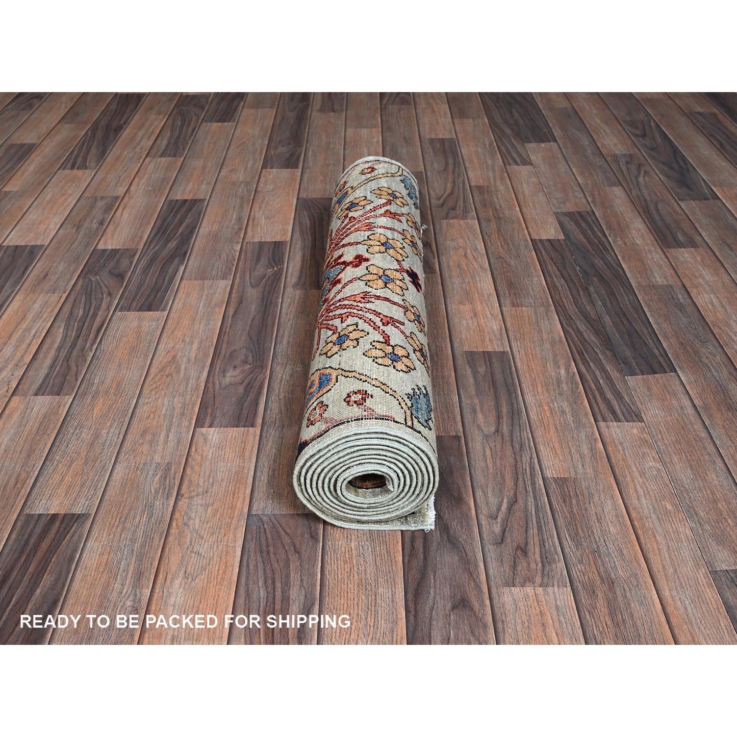 2'9"X9'10" Oyster Gray Bijar Garus Design All Wool Hand Knotted Runner Rug