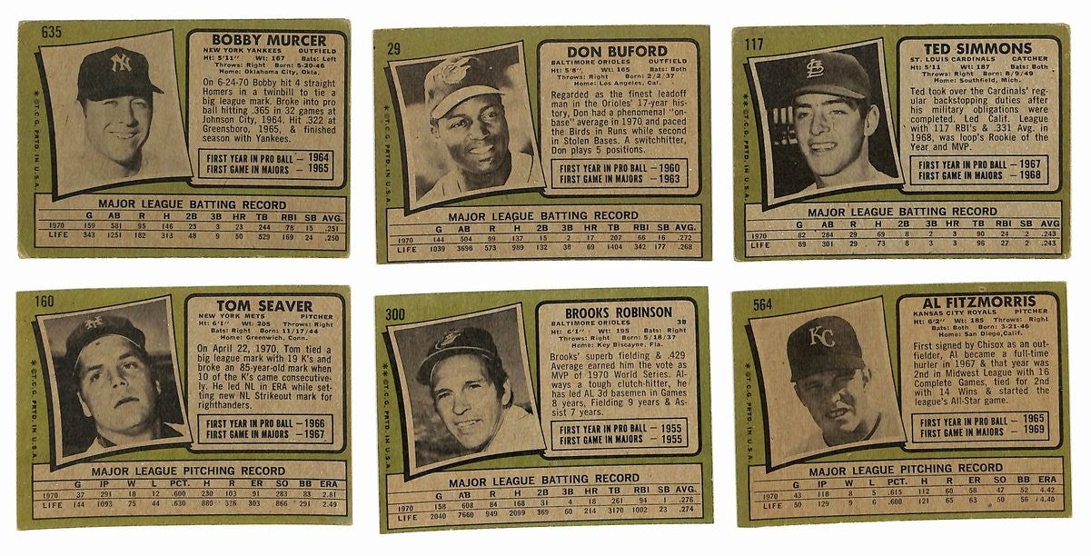 1971 Topps Baseball Card Complete Set (1-752)