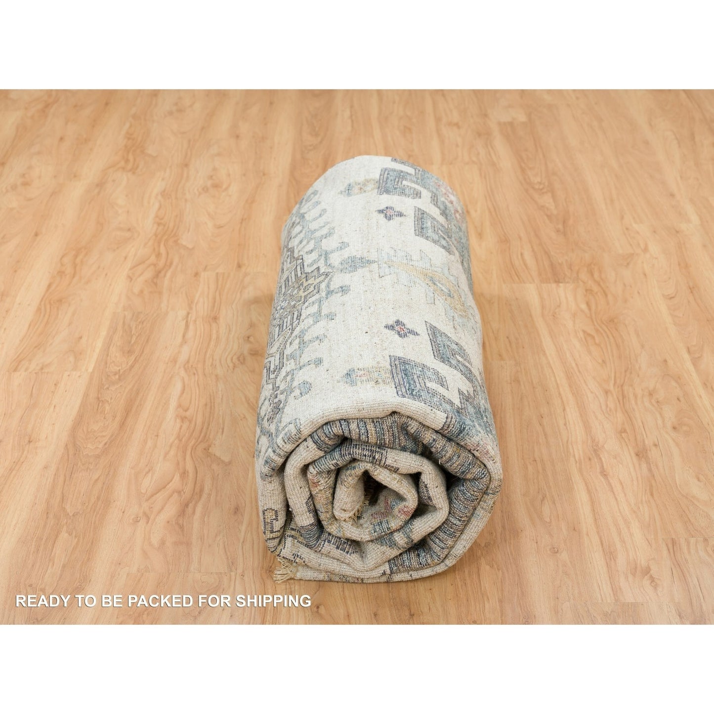 12'X12' Ivory Hand Knotted Reimagined Viss Design Natural Wool Round Rug