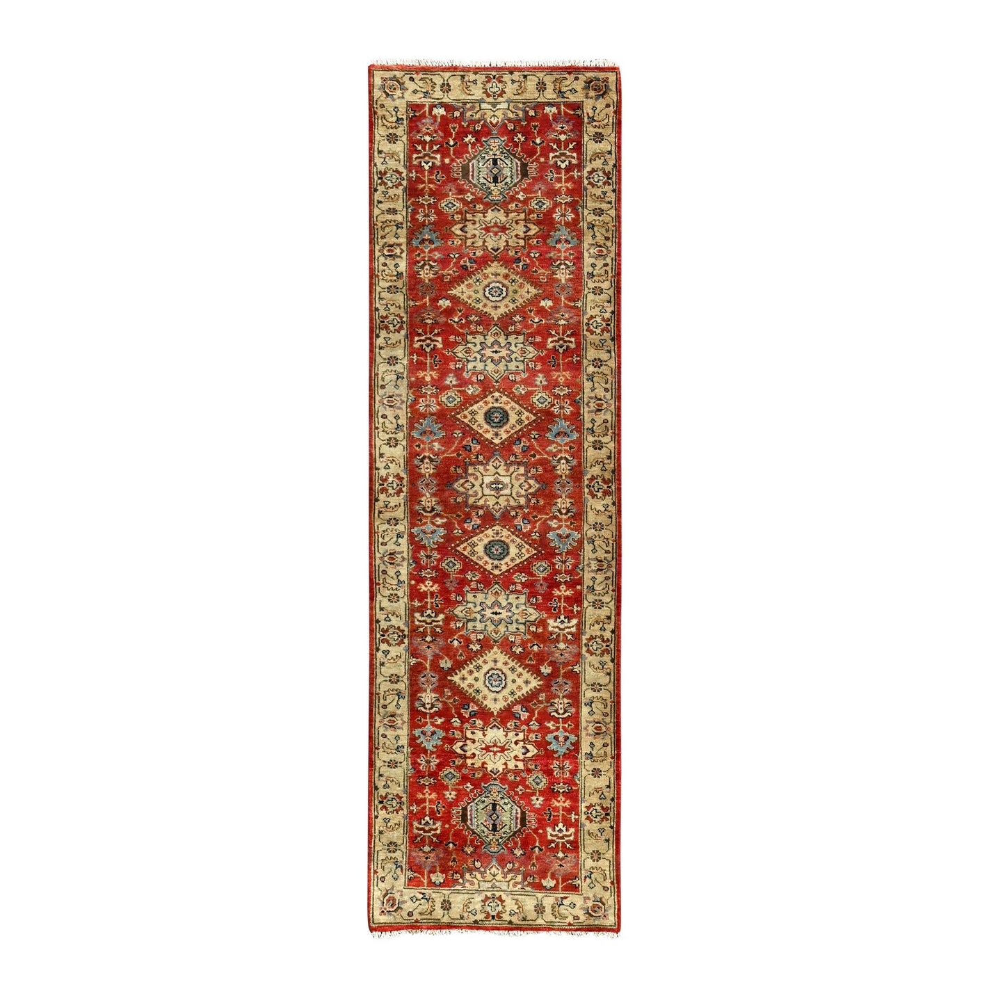 2'8"X10' Red Hand Knotted Wool Karajeh Design Runner Oriental Rug