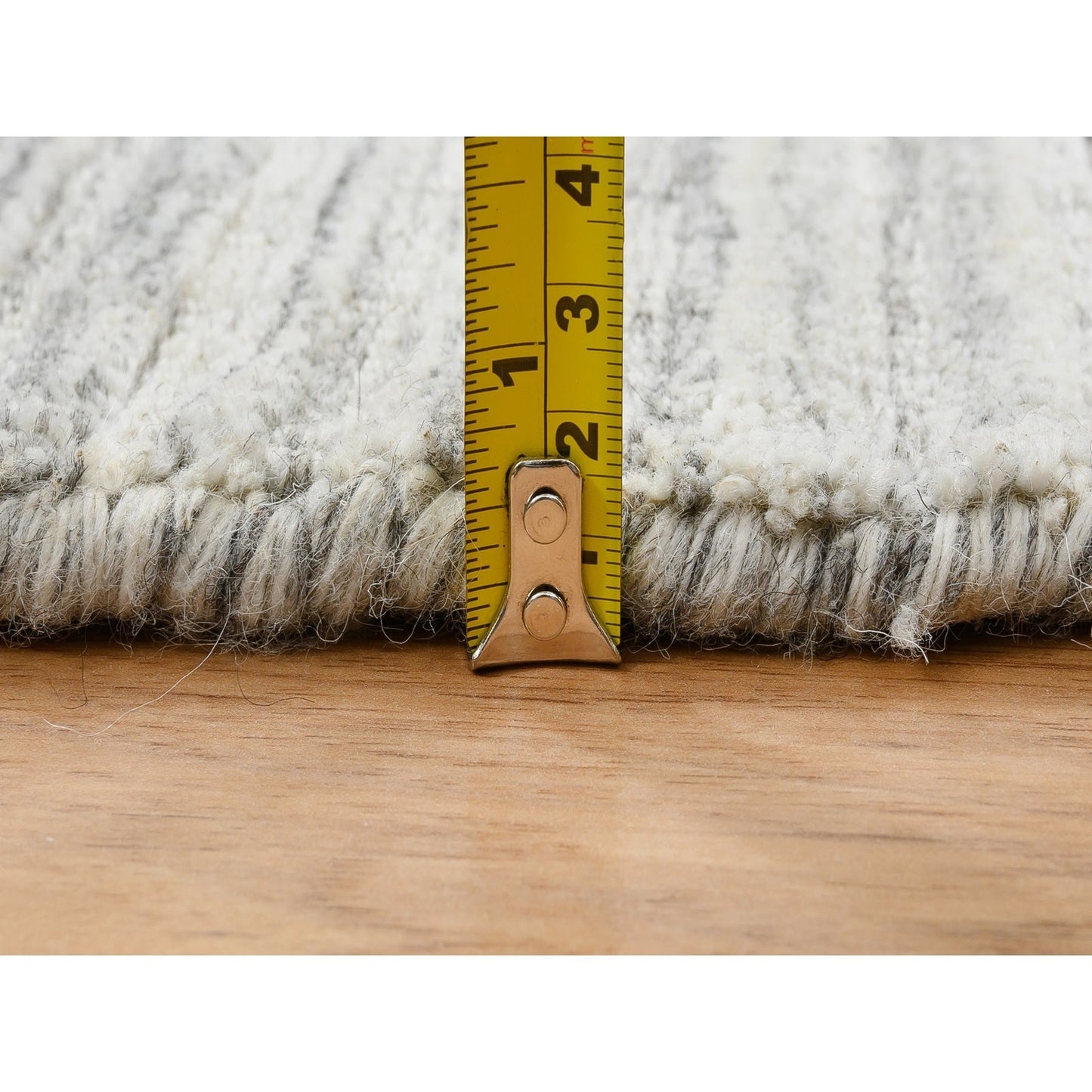 12'X12' Gray Hand Loomed Undyed Natural Wool Modern Design Round Rug