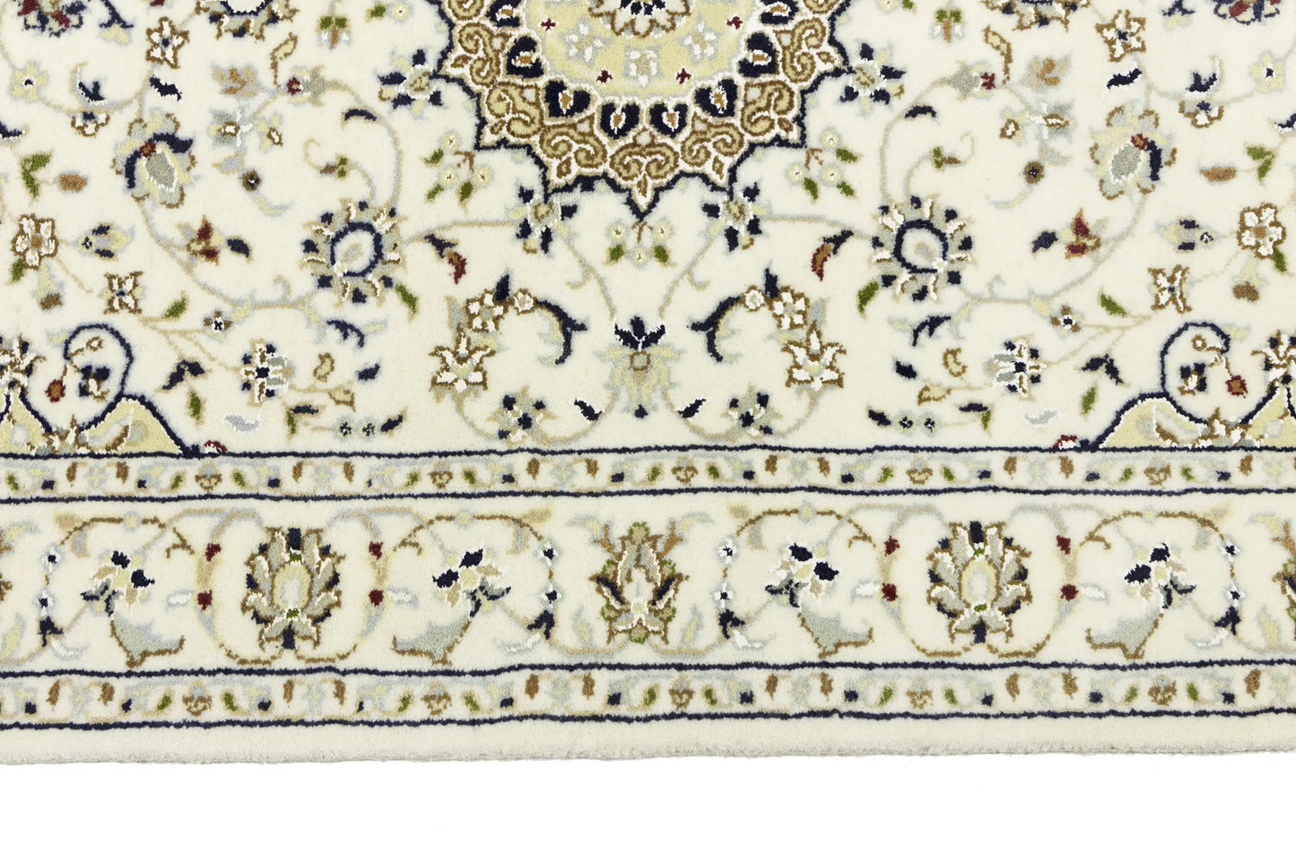 Indo-Nain Hand-Knotted Wool Oriental Rug Classic
