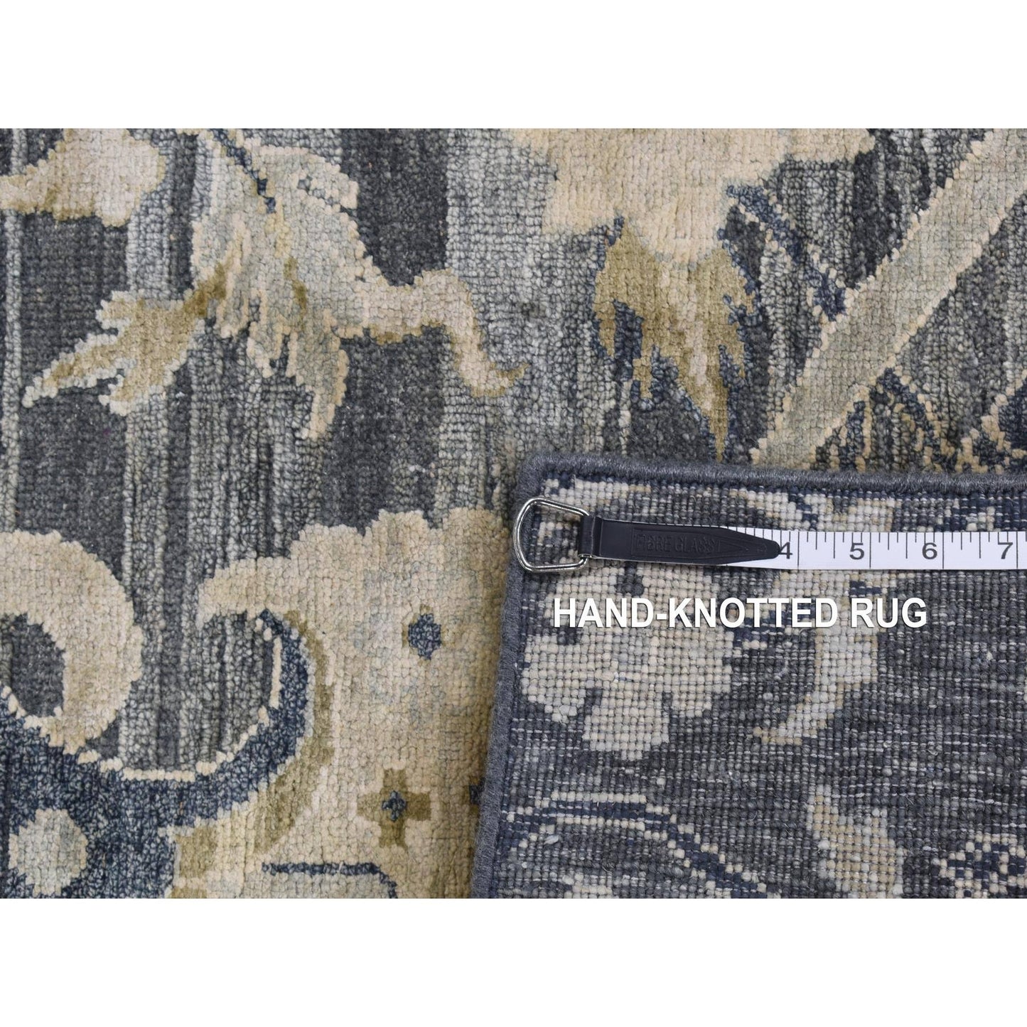 4'X6'3" Thunder Gray Hunting Design Silk With Wool Hand Knotted Rug