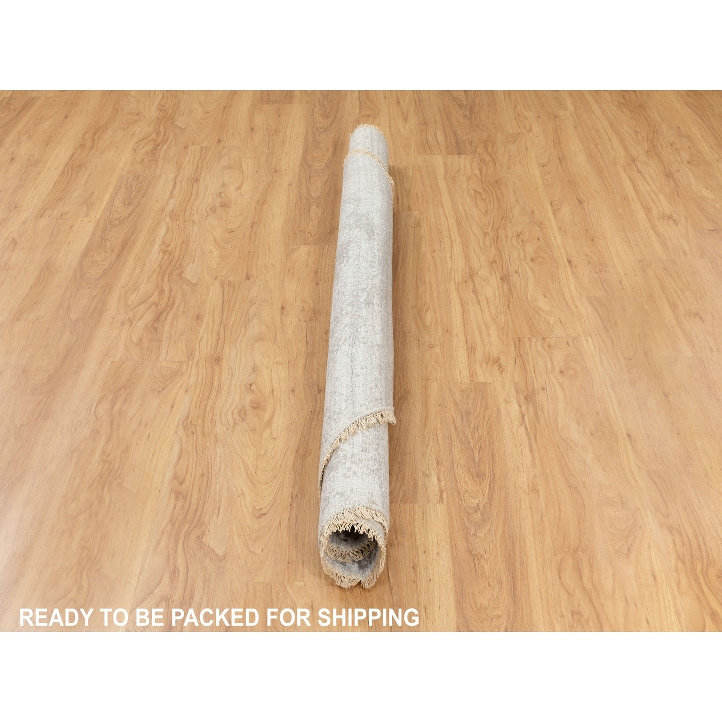 6'X6' Round Grey Broken Farsian Design Wool And Silk Hand Knotted Rug