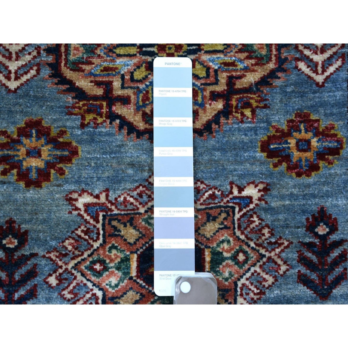 2'7"X9'10" Blue Afghan Super Kazak Hand Knotted Pure Wool Oriental Rug