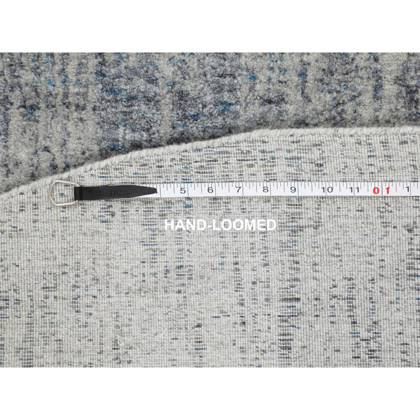 5'9"X5'9" Gray Fine Jacquard Hand Loomed Modern Round Wool & Art Silk Rug