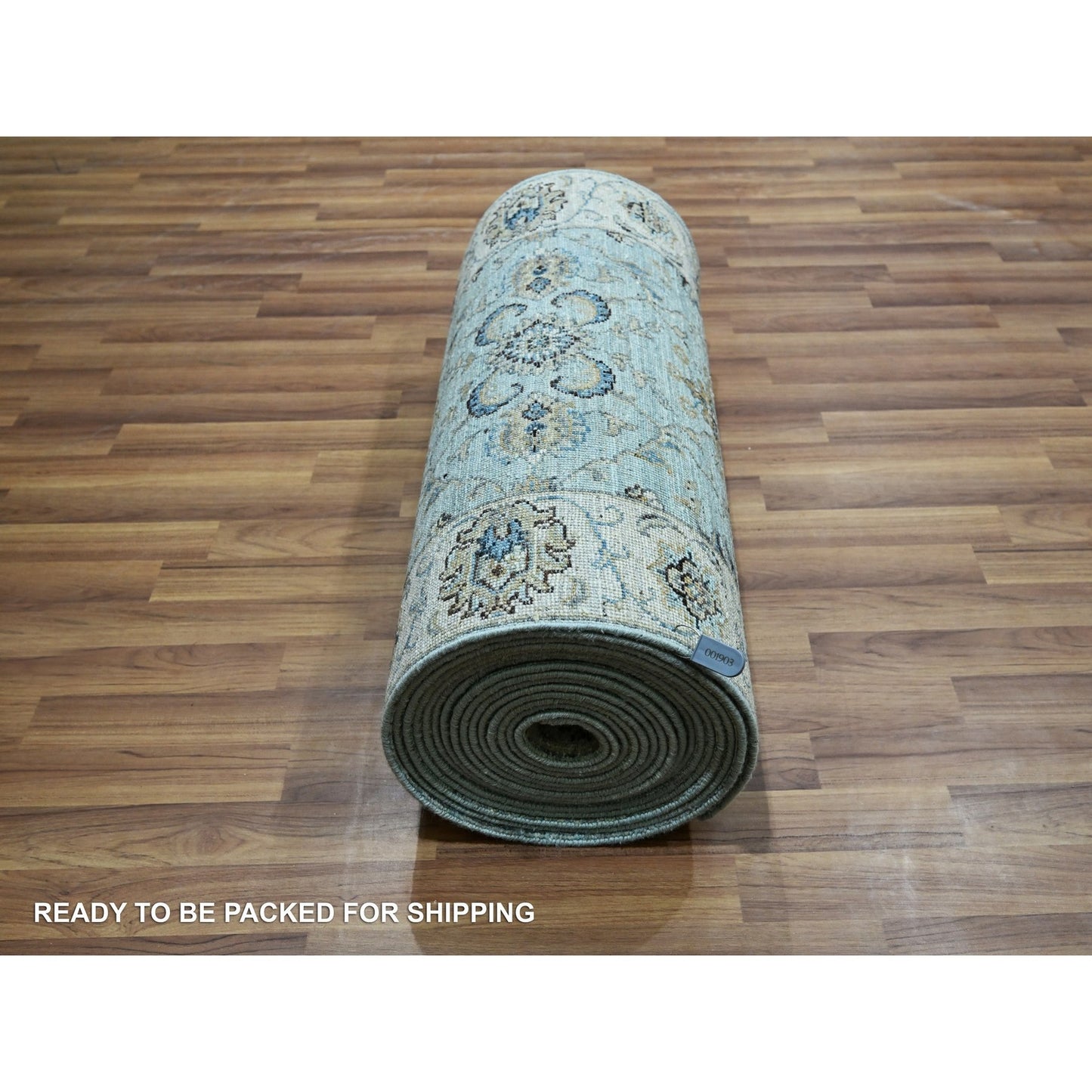 2'6"X29'10" Blue Hand Knotted Flower Vines Design Pure Wool Xl Runner Rug