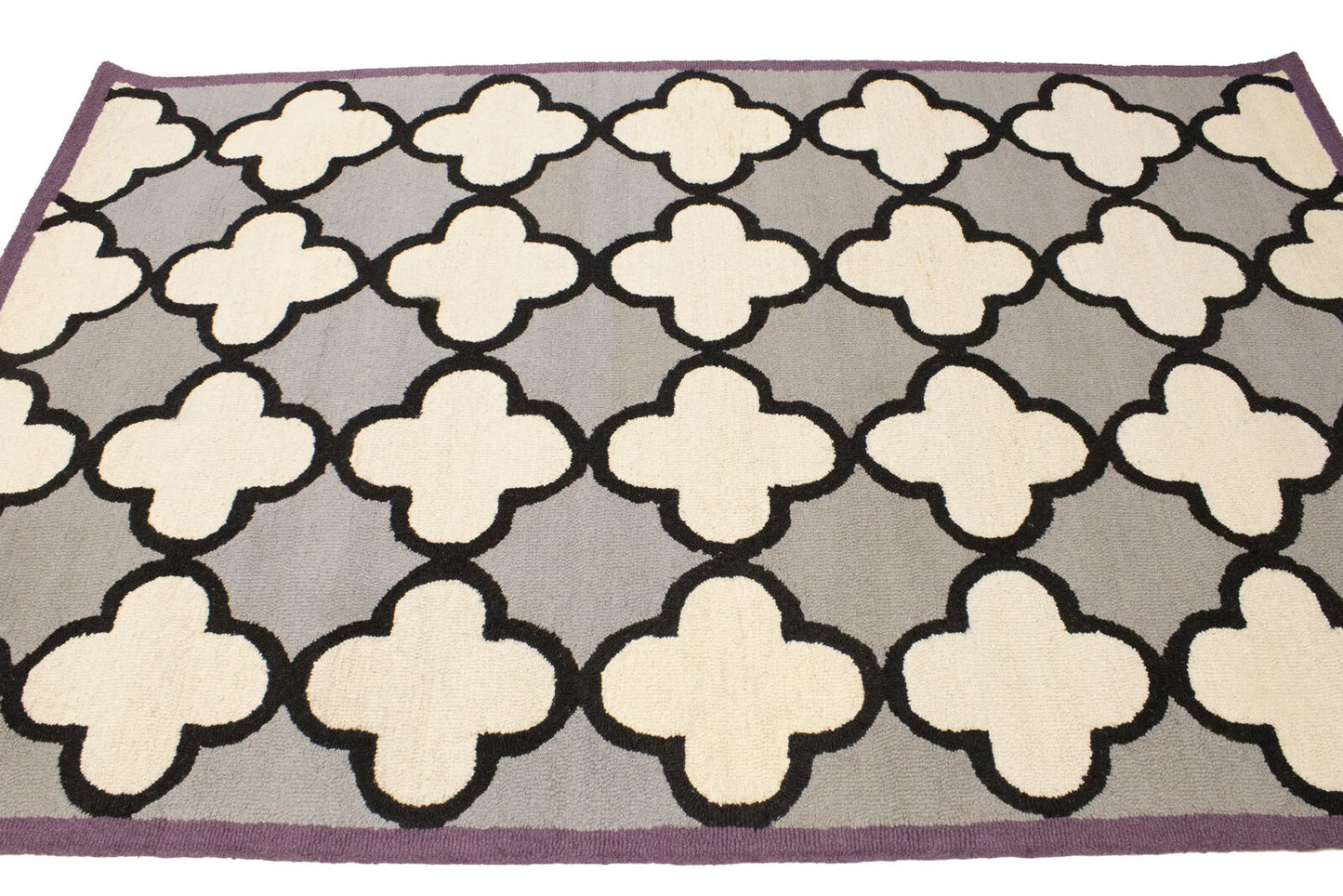 Multicolored Trellis Design Wool 5X8 Hand-Tufted